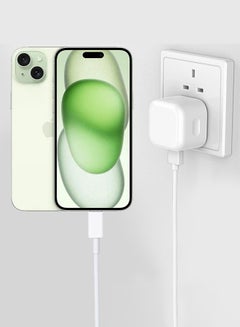 MARGOUN iPhone 15 Plus Fast Charger USB C Plug Adaptor UK Wall Plug With 2M Cable 20W USB C Fast Charger White  - Image 2