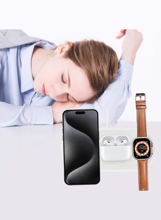 MARGOUN iPhone 15 Pro Max Charging Station 3 In 1 Faster Mag-Safe Qi Charger Stand Wireless Charging Pad For iWatch Ultra2 Ultra 8/7/SE/6/5/4/3/2/1 AirPods pro/2/3 White  - Image 2