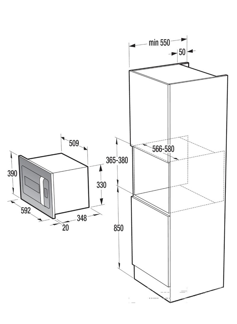 Gorenje Built in Microwave oven with grill Capacity 23 Liter 900W Stainless steel Touch Control 23 L 1400 W BM235ORAB Black - Image 4