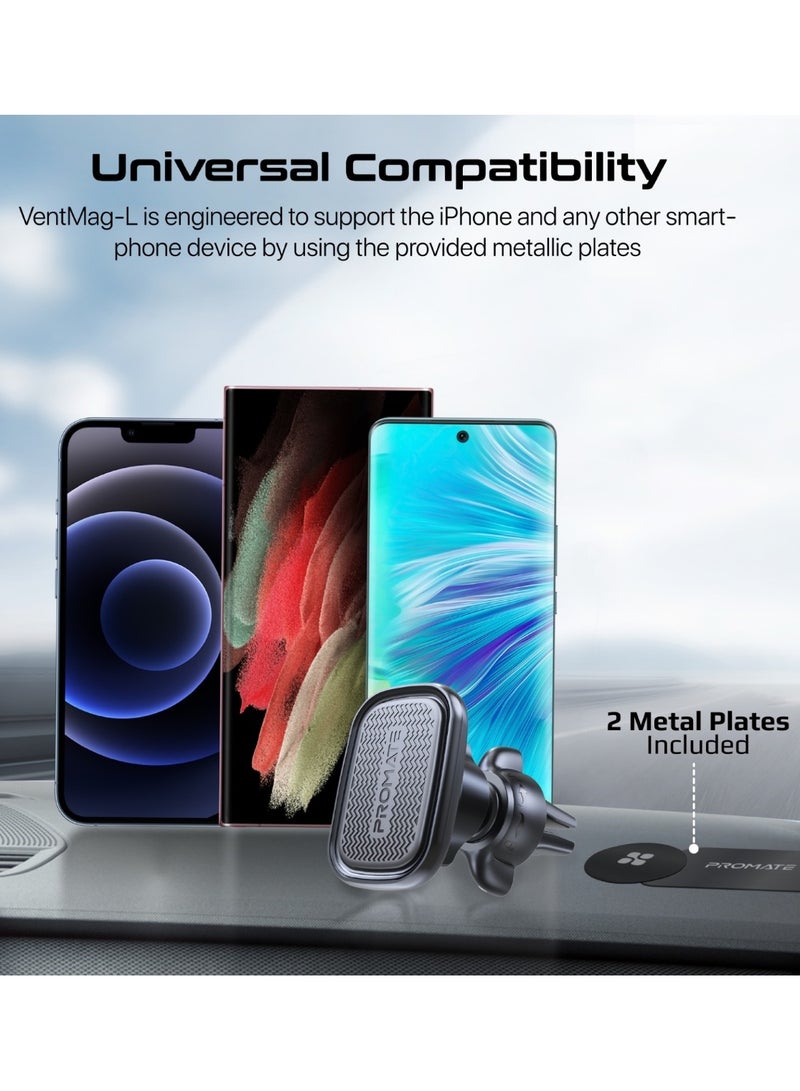 PROMATE Magnetic Car Mount, Universal Cradleless AC Vent Phone Holder With 360-Degree Rotatable Design, Low Vibration, Anti-Slip Grip And Metal Ring Plate For iPhone 16, Samsung S25, VentMag-L - Black - Image 5