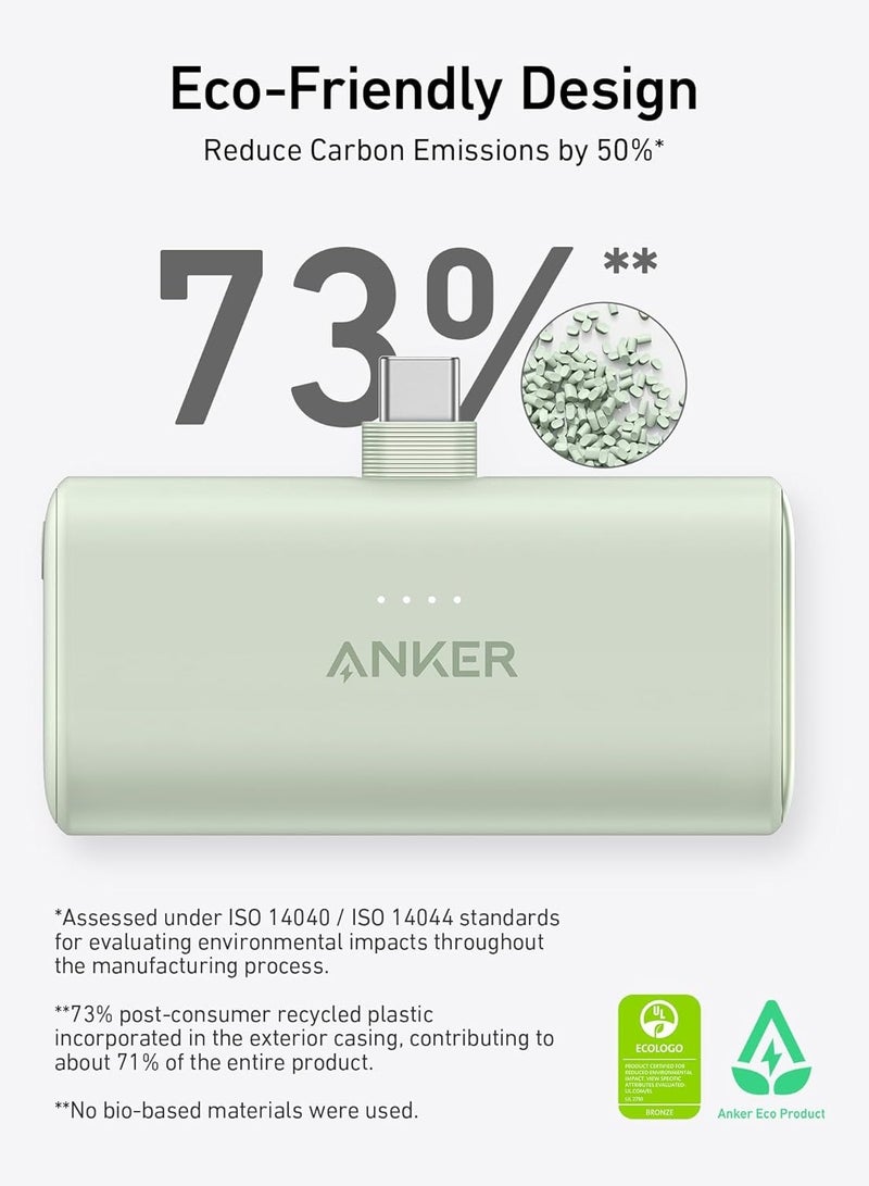 Anker - 5000 mAh Nano Power Bank, Power Bank 22.5 W, Integrated Foldable USB-C Connector, Compatible With iPhone 15 Series, Samsung S22/23 Series, Note 20/10 Series, LG, Huawei, iPad ProAir, AirPods Black - Image 1