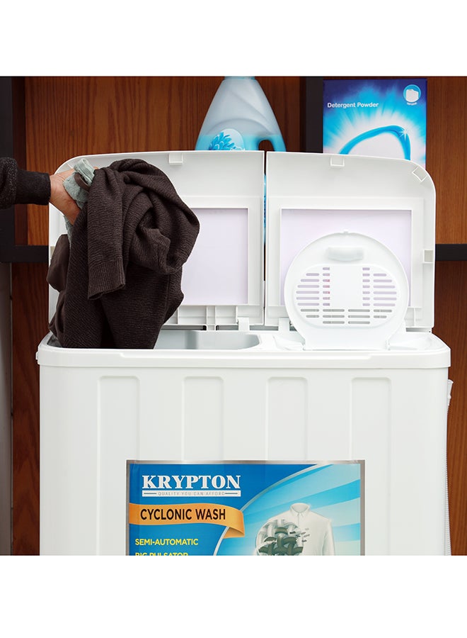 KRYPTON Semi-Automatic Washing Machine 7.55 L KNSWM6124 White  - Image 5