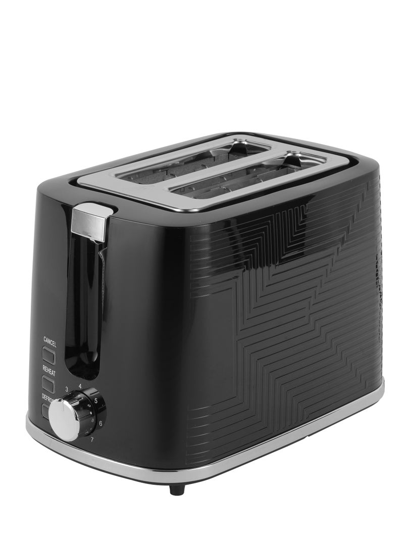 GEEPAS 2 Slice Bread Toaster With Re-Heat, Defrost, Stop Button, Adjustable Browning Control 7 Settings, Removable Crumb Collector Tray, Automatic Cut-Off, 900 Watt Power, Movable Steel Net 900 W GBT36554UK-BK Black - Image 1