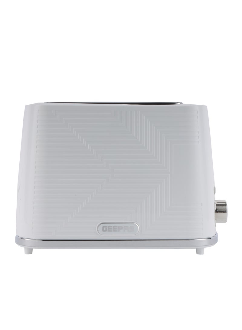 GEEPAS 2 Slice Bread Toaster With Re-Heat, Defrost, Stop Button, Adjustable Browning Control 7 Settings, Removable Crumb Collector Tray, Automatic Cut-Off, 900 Watt Power, Movable Steel Net 900 W GBT36554UK-WT White - Image 3