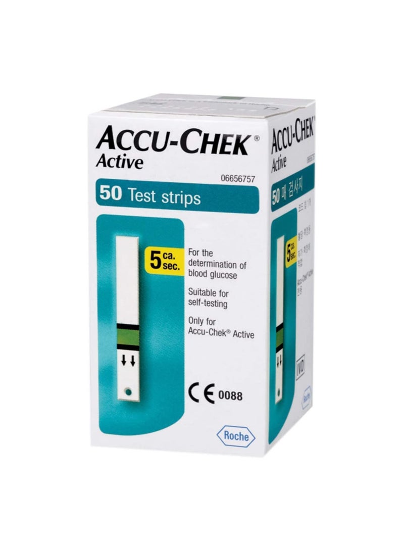 ACCU-CHEK - Active Bundle Blood Glucose Monitor With Active 50 Test Strips Plus Sofclix - 100 Lancets - Image 1