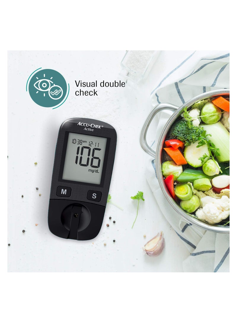 ACCU-CHEK - Active Bundle Blood Glucose Monitor With Active 50 Test Strips Plus Sofclix - 100 Lancets - Image 1