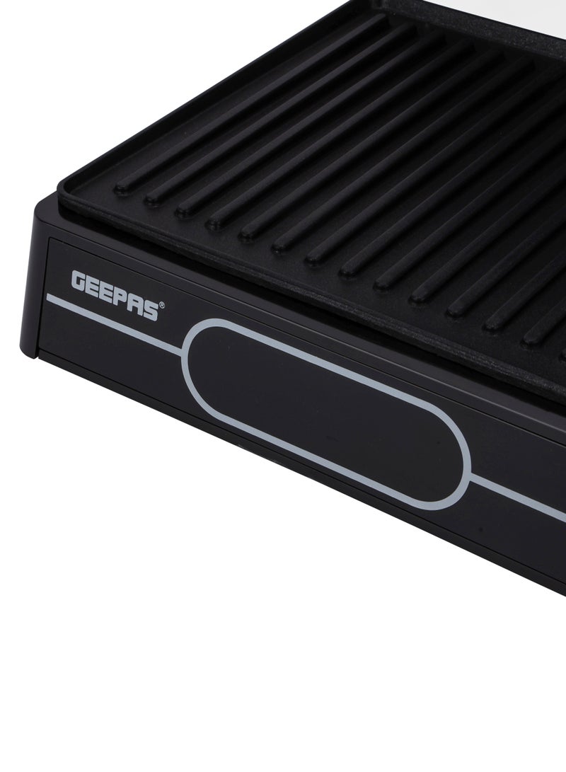 GEEPAS - 4-Slice Grill Maker / Non-Stick Plates for Easy Release and Quick Cleanup/ Digital Control Temperature with 9 Levels Manual Adjustable Height 2000 W GGM36557 Black - Image 1