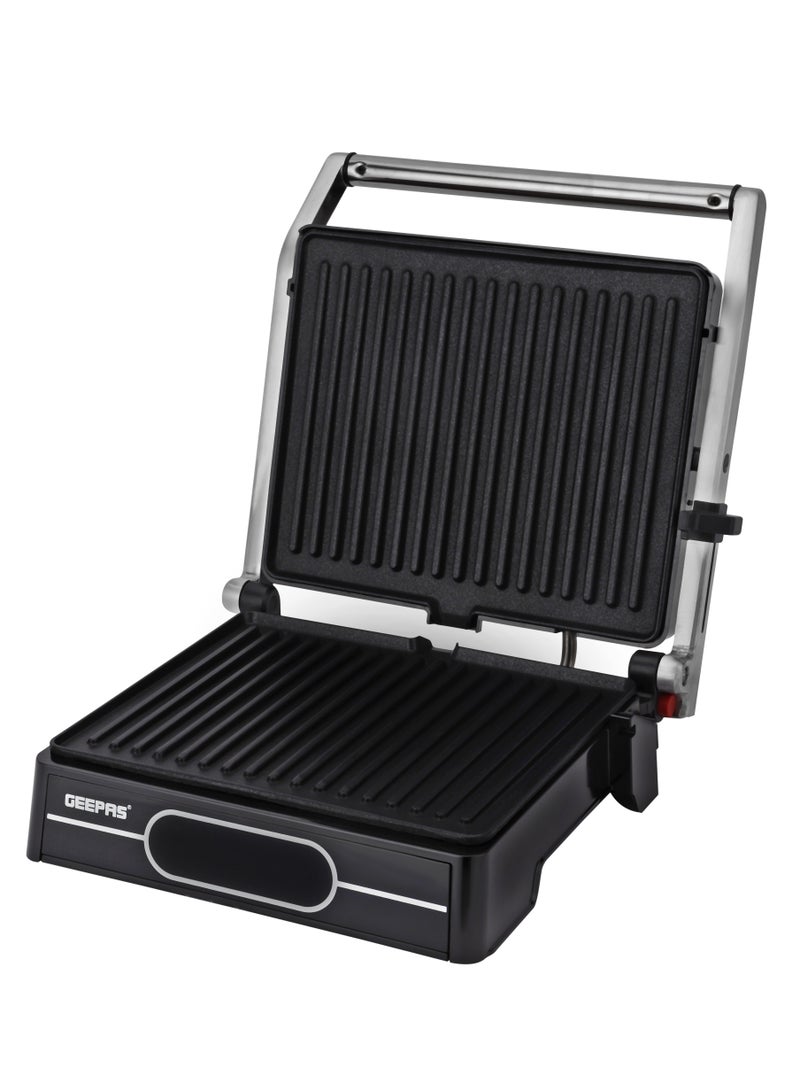 GEEPAS - 4-Slice Grill Maker / Non-Stick Plates for Easy Release and Quick Cleanup/ Digital Control Temperature with 9 Levels Manual Adjustable Height 2000 W GGM36557 Black - Image 1