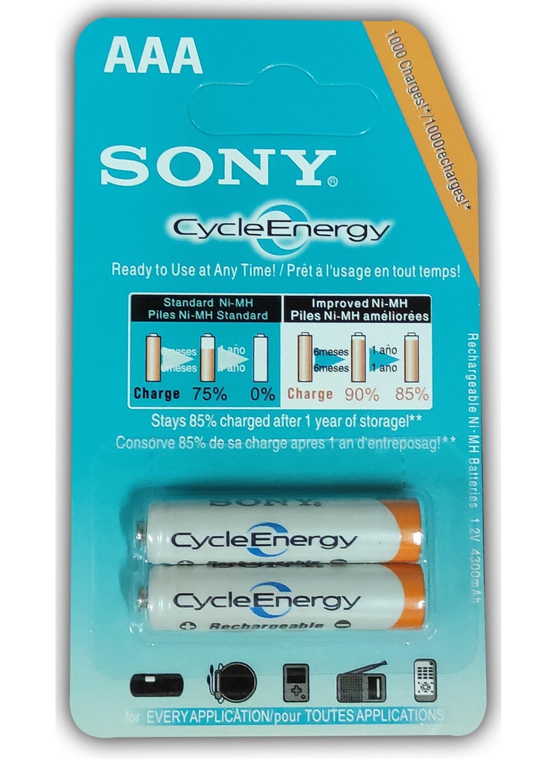 سوني بطاريات قابلة للشحن AAA دورة الطاقة 4300 مللي أمبير - Image 1