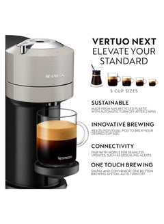 Nespresso Vertuo Next Deluxe Coffee Espresso Machine New By Krups Single Serve Coffee And Espresso Maker One Touch To Brew 1.1 L 1500 W XN910B Black & Grey  - Image 3