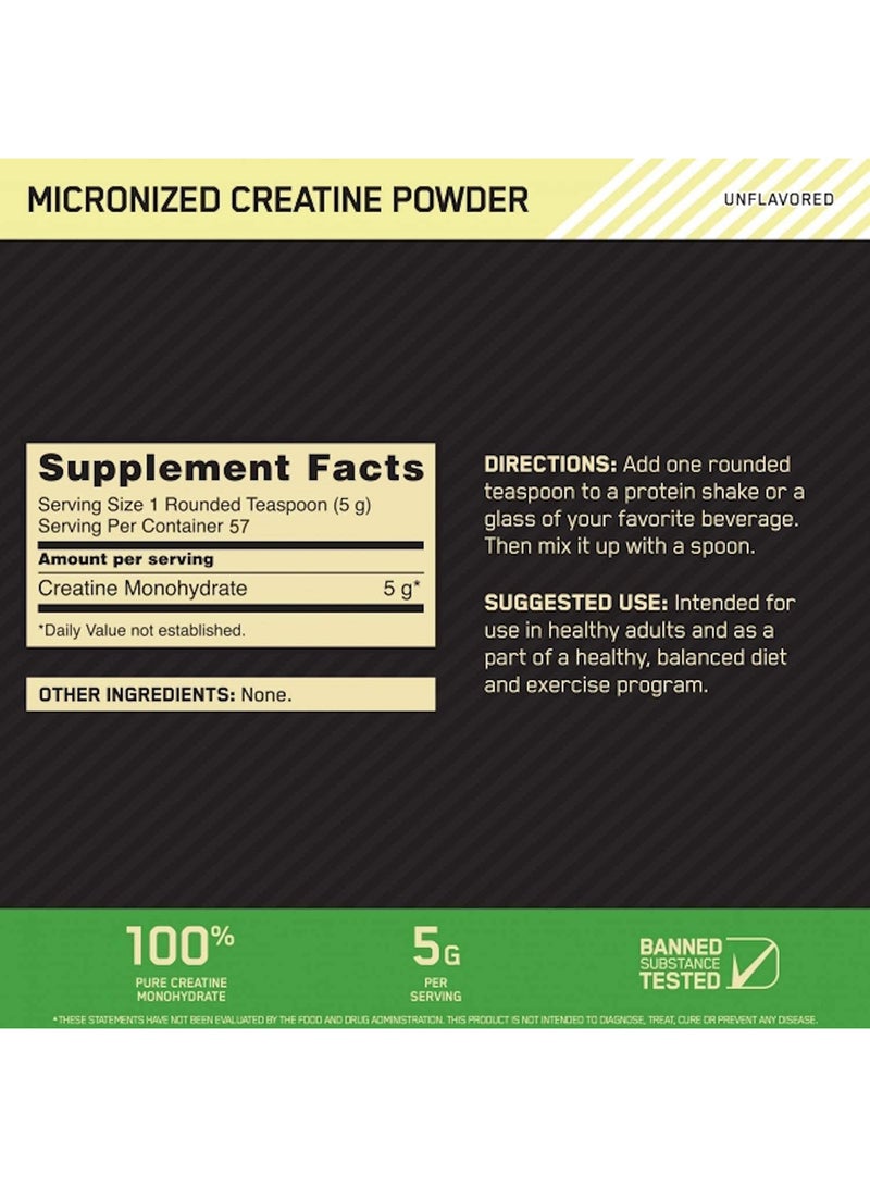 Optimum Nutrition Micronized Creatine Monohydrate Powder For Muscle Building Support Unflavored 300 Grams 115 Servings  - Image 2