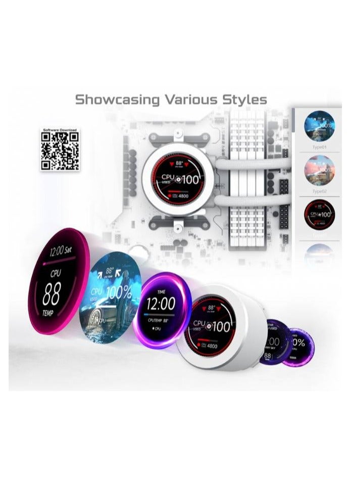 زيجماتيك - FROZR-O II 240 (مبرد سائل AIO، أبيض، رأس مضخة LCD، مروحتان PWM ARGB بقوة 22 أمبير، صندوق تحكم في مروحة Galaxy II وجهاز تحكم عن بعد) EN40436 - Image 1