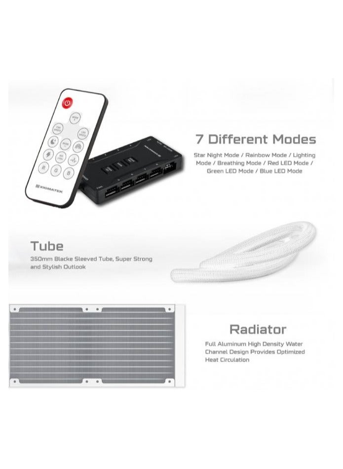 زيجماتيك - FROZR-O II 240 (مبرد سائل AIO، أبيض، رأس مضخة LCD، مروحتان PWM ARGB بقوة 22 أمبير، صندوق تحكم في مروحة Galaxy II وجهاز تحكم عن بعد) EN40436 - Image 1
