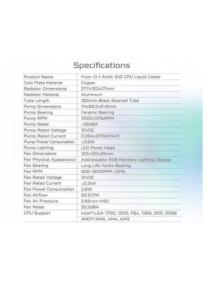 زيجماتيك - FROZR-O II 240 (مبرد سائل AIO، أبيض، رأس مضخة LCD، مروحتان PWM ARGB بقوة 22 أمبير، صندوق تحكم في مروحة Galaxy II وجهاز تحكم عن بعد) EN40436 - Image 1