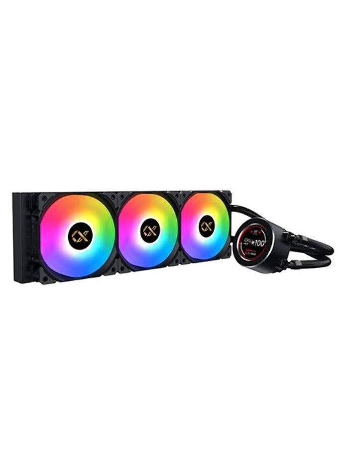 Xigmatek FROZR-O II 360 (AIO Liquid Cooler, Black, LCD Pump Head, 3xX22A PWM ARGB Fan, Galaxy II Fan Control Box & Remote) EN40443  - Image 2