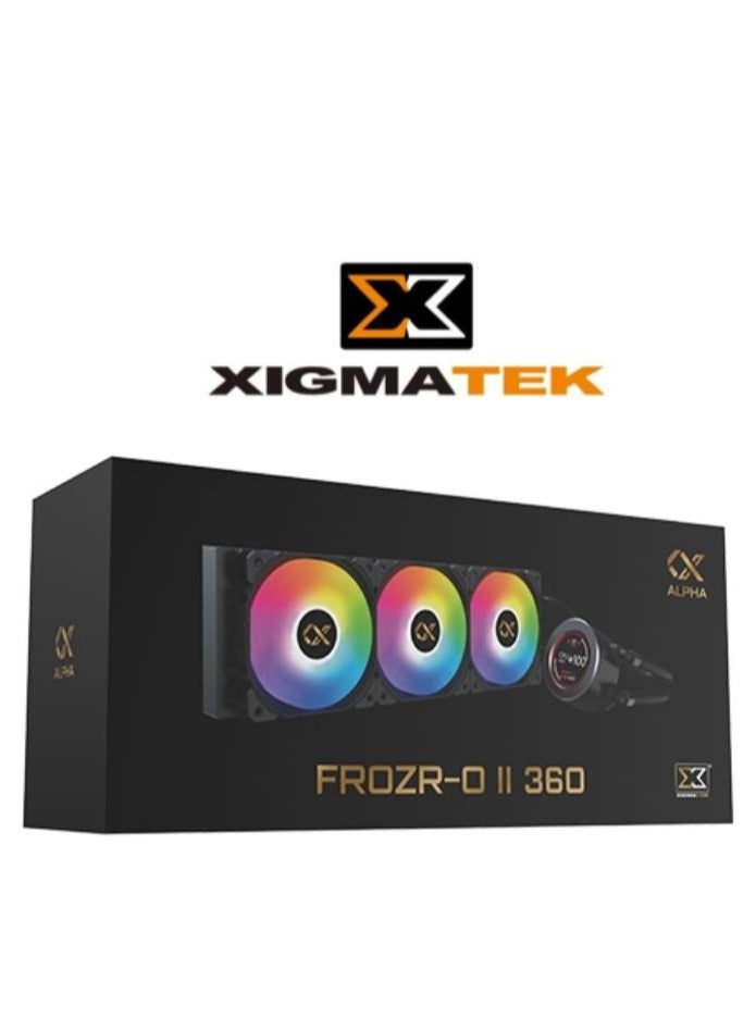 Xigmatek FROZR-O II 360 (AIO Liquid Cooler, Black, LCD Pump Head, 3xX22A PWM ARGB Fan, Galaxy II Fan Control Box & Remote) EN40443  - Image 1