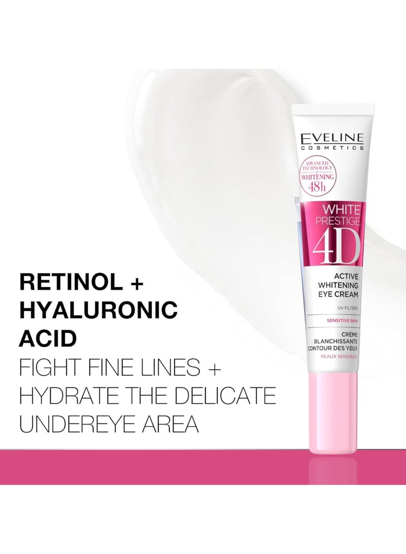 إيفلين كوزماتيكس كريم تبييض العين وايت برستيج 4D النشط - لجميع أنواع البشرة والبشرة الحساسة - تقليل الهالات السوداء - الترطيب والتغذية - خصائص مضادة للشيخوخة - Image 4