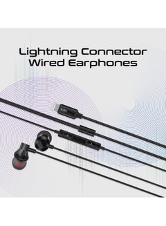 PROMATE Earphones With Lightning Connector, Ergonomic In-Ear Apple MFi Certified Earphones With Microphone, Noise Isolation, Call Function And In-Line Volume Control For iPhone 14/13 iPad Pro, Vibe-LT Black  - Image 3