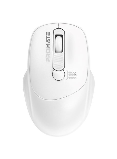 Wireless Mouse, EZGrip Ergonomic Ambidextrous 2.4GHz Wireless Mice With Adjustable 1600DPI, 6 Million Keystrokes, Nano USB Receiver, 10M Range And 120-Hour Working Time For Laptops, PC, UniGlide White