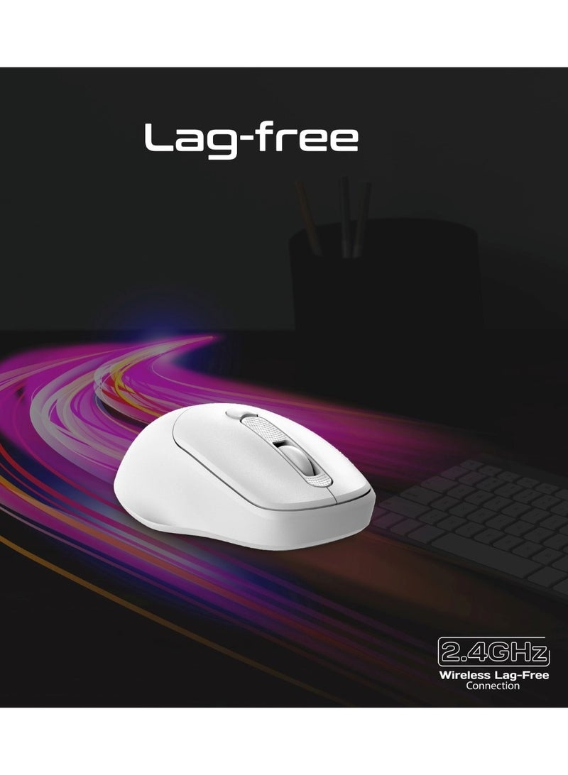 PROMATE - Wireless Mouse, EZGrip Ergonomic Ambidextrous 2.4GHz Wireless Mice With Adjustable 1600DPI, 6 Million Keystrokes, Nano USB Receiver, 10M Range And 120-Hour Working Time For Laptops, PC, UniGlide White - Image 1