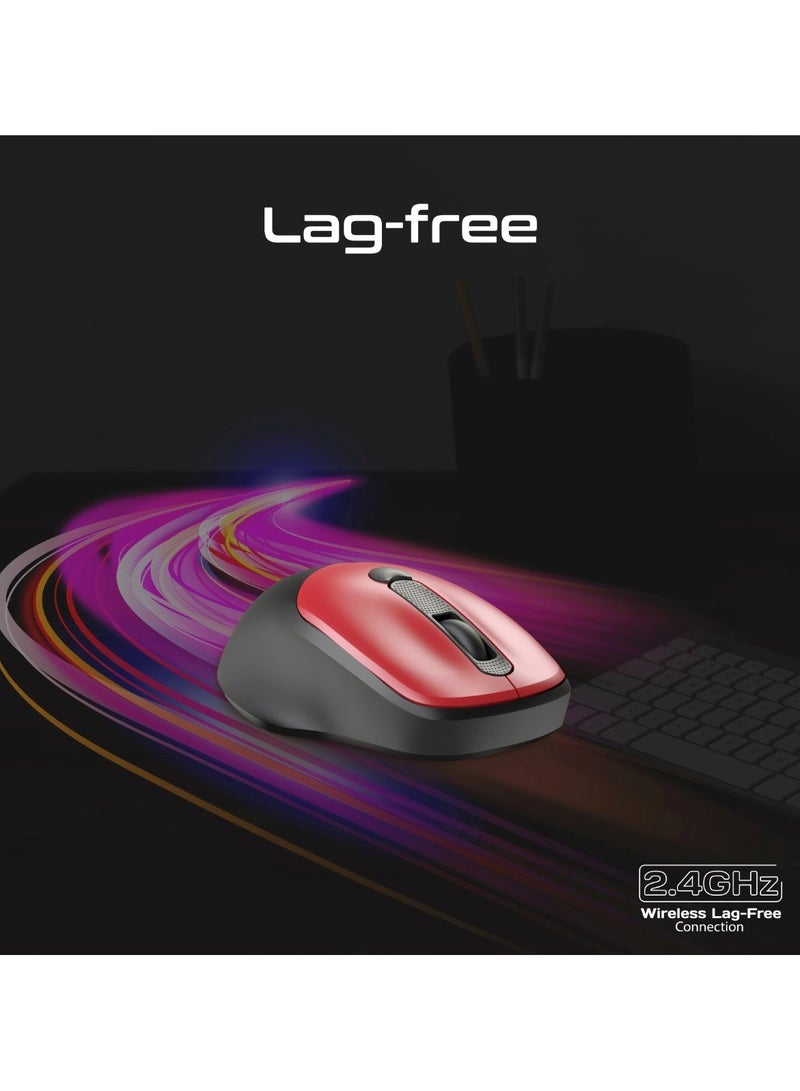 بروميت Wireless Mouse, EZGrip Ergonomic Ambidextrous 2.4GHz Wireless Mice With Adjustable 1600DPI, 6 Million Keystrokes, Nano USB Receiver, 10M Range And 120-Hour Working Time For Laptops, PC, UniGlide Red - Image 5
