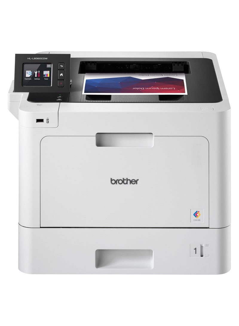 brother Printer HL-L8360CDW Wireless Color laser LCD A4 Printer Wired Network USB 31 Ppm White - Image 1
