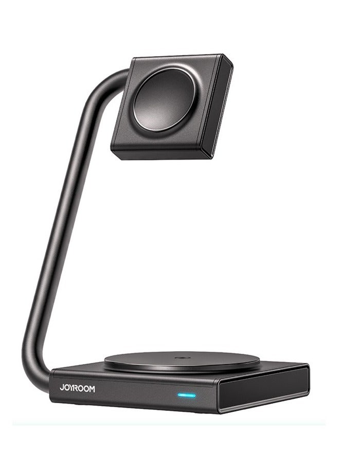 JOYROOM JR-WQN05 2-In-1 Magnetic Wireless Charger 15W Folding Charging Station Stand For iPhone / iWatch Black  - Image 1