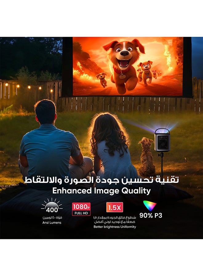Anker Mars 3 Air 1080p Mini Projector, Smart 400 ANSI-Lumen Portable Projector with Google TV, Wi-Fi, Dolby Digital, 2×8W, 150-Inch Picture, Built-In Battery with 2.5-Hour Playtime Mars 3 Air Black
