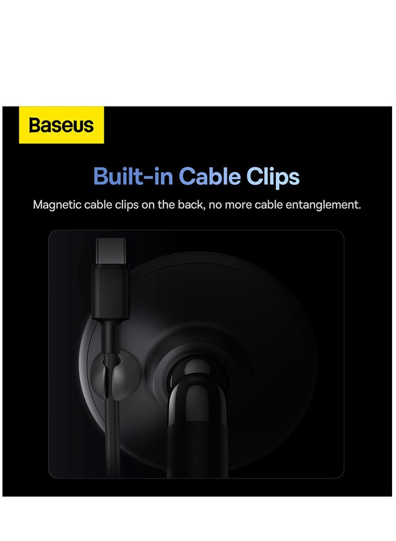 Baseus Magnetic Car Phone Holder For Dashboard, 360° Rotation Cell Phone Mount With Ultra Strong Neodymium Magnets And Cable Clips On The Back Compatible With iPhone, Samsung, Huawei, Pixel And More Black - Image 5