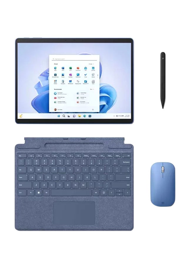 Surface Pro 9 Convertible Laptop With 13-Inch Touch Screen Display, Core i5-1235U-EVO Processor/8GB RAM/256GB SSD/ Windows 11/Intel Iris Xe Graphics/ English/Arabic Blue
