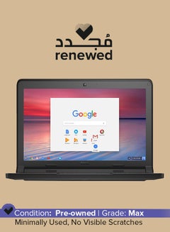 ديل لابتوب كروم بوك 3120 مجدد بشاشة مقاس 11.6 بوصة ومعالج انتل سيليرون/الجيل الثاني/ذاكرة وصول عشوائي رام سعة 2 جيجابايت/محرك أقراص اس اس دي سعة 16 جيجابايت/بطاقة رسومات انتل عالية الدقة سعة 256 ميجابايت اللغة الإنجليزية أسود  - Image 1