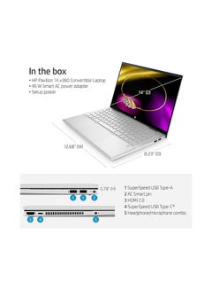 HP Pavilion x360 Convertible (Upgraded Version) Laptop With 14-Inch Display, Core i5-1235U Processor/8GB RAM/256GB SSD/Windows 11 Home English Natural Silver  - Image 2