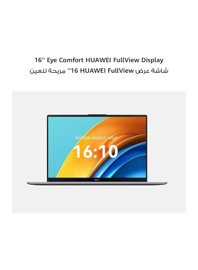 MateBook D16 Laptop With 16-Inch Display, Core i9-13900H Processor/16GB RAM/1TB SSD/Intel Iris Xe Graphics/Windows 11 Home English/Arabic Sliver