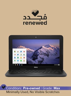 ديل كروم بوك 3180 مجدد (2017) بشاشة مقاس 11.6 بوصة، ومعالج انتل سيليرون N3060/الجيل السادس/ذاكرة وصول عشوائي رام سعة 2 جيجابايت/محرك أقراص اس اس دي سعة 16 جيجابايت/بطاقة رسومات انتل اتش دي 400 اللغة الإنجليزية أسود  - Image 1