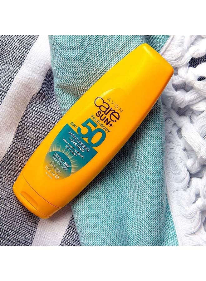 آفون كريم حماية من الشمس+ للوجه والجسم، كريم حماية من الشمس مرطب ومقاوم للماء للغاية بعامل حماية من الشمس SPF50 - Image 2