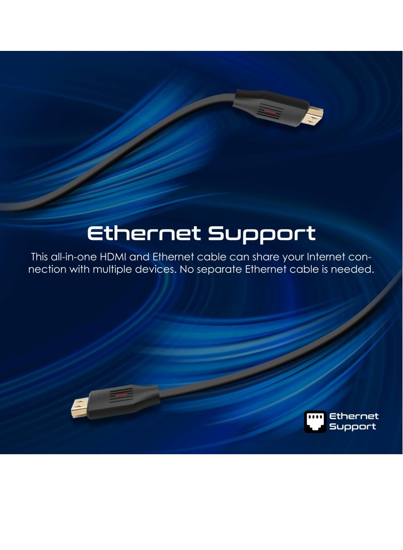 PROMATE Promate HDMI 2.0 Cable, 4K@60Hz HDMI to HDMI Unidirectional Cable, 3D Video Support, 18Gbps Bandwidth, Ethernet, 3 Meter Fiber Optic Cable and Gold-Plated Connectors Black  - Image 4