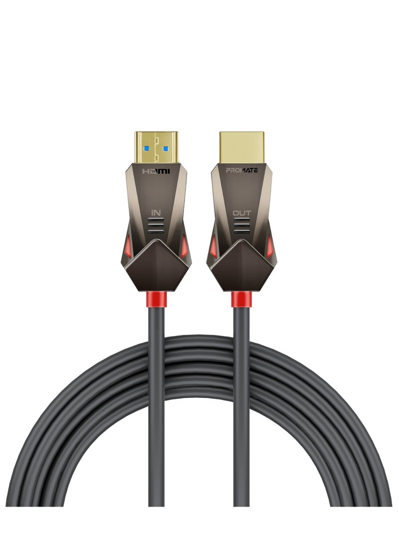 بروميت - بروميت كابل HDMI 2.0، 4K@60 هرتز HDMI إلى HDMI أحادي الاتجاه، دعم فيديو ثلاثي الأبعاد، عرض نطاق ترددي 18 جيجابت في الثانية، إيثرنت، كابل ألياف بصرية 20 متر وموصلات مطلية بالذهب أسود - Image 1