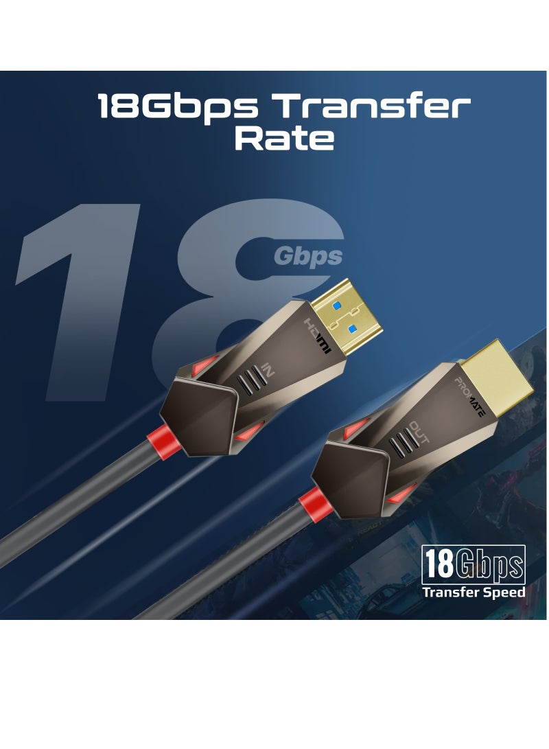 بروميت - بروميت كابل HDMI 2.0، 4K@60 هرتز HDMI إلى HDMI أحادي الاتجاه، دعم فيديو ثلاثي الأبعاد، عرض نطاق ترددي 18 جيجابت في الثانية، إيثرنت، كابل ألياف بصرية 20 متر وموصلات مطلية بالذهب أسود - Image 1