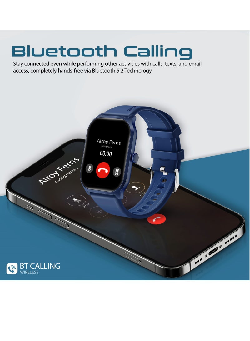 ساعة ذكية، متعقب لياقة بدنية بتقنية Bluetooth 5.2 مع شاشة TFT مقاس 2 بوصة، عمر بطارية 15 يوم، أكثر من 123 وضع رياضي ومقاومة للماء IP67، أزرق أزرق