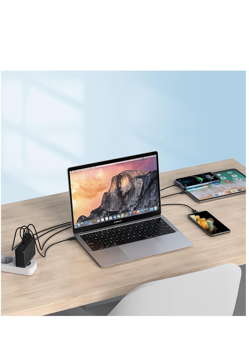 Baseus - USB C Charger 100W, 4-Ports PD PPS Power Supply Fast Charger With GaN, Charging Adapter For MacBook Pro/Air, iPhone 15/14/13/12, iPad Pro, Galaxy S23, Laptop, Steam Deck, Apple Watch Etc Black - Image 1