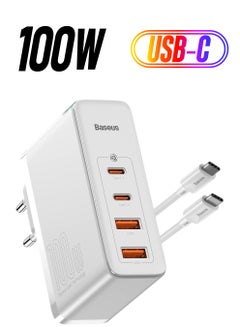 بيسوس شاحن USB C بقوة 100 وات، مزود طاقة PD PPS بأربعة منافذ، شاحن سريع مع GaN، محول شحن لأجهزة MacBook Pro/Air، iPhone 15/14/13/12، iPad Pro، Galaxy S23، الكمبيوتر المحمول، Steam Deck، Apple Watch وما إلى ذلك  - Image 1