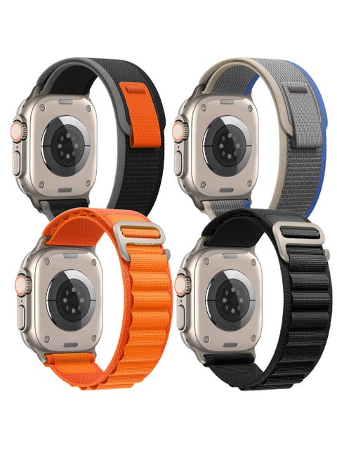 4 Packs For Apple iWatch Bands Nylon Alpine And Trail Bands Compatible With Apple iWatch For Men Women Replacement Strap 49Mm 45Mm 44Mm 42Mm For iWatch Series Ultra/8/7/6/5/4/3/2/1/SE Multicolour