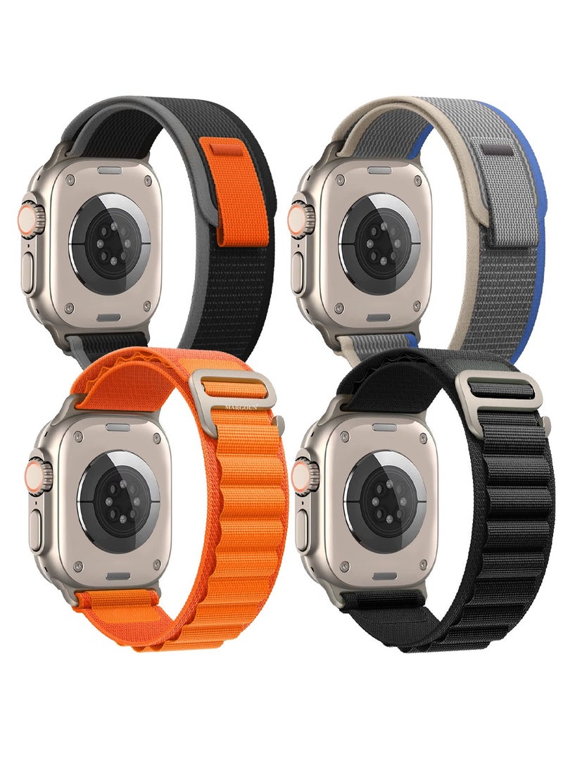 MARGOUN - 4 Packs For Apple iWatch Bands Nylon Alpine And Trail Bands Compatible With Apple iWatch For Men Women Replacement Strap 49Mm 45Mm 44Mm 42Mm For iWatch Series Ultra/8/7/6/5/4/3/2/1/SE Multicolour - Image 1