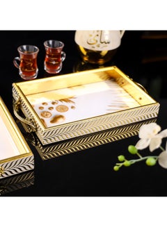Royalford 2-Piece Arabic Style Tray Set Elegant Gold Finish With Handles Stackable Easy to Clean Convenient to Store 25.0cm  - Image 2