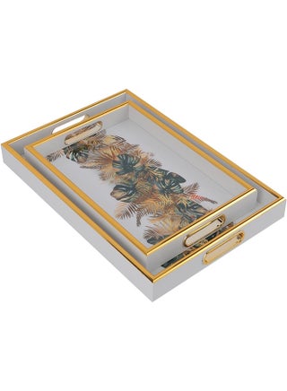 2-Piece Arabic Style Tray Set Elegant White Gold Finish With Handles Stackable Easy to Clean Convenient to Store 25.0cm - pnsku/N70029880V/45/_/1702485405/20a65bbc-3b3e-4a0a-ac45-3ac27624a778
