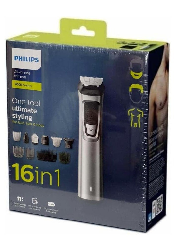 Philips - Multigroom Series 7000 16-In-1 Face, Hair And Body Trimmer, MG7736/13, Silver - Image 1