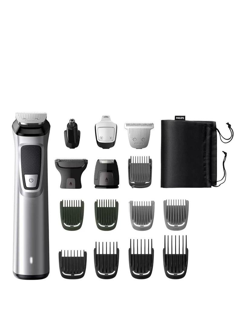 Philips - Multigroom Series 7000 16-In-1 Face, Hair And Body Trimmer, MG7736/13, Silver - Image 1