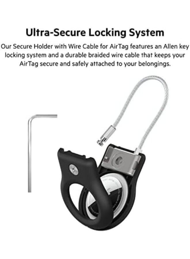 belkin Airtag Case With Ultra Strong Wire Cable, Secure Holder Protective Cover For Airtag, Advanced Scratch Resistance,  Airtag Accessory Black  - Image 2