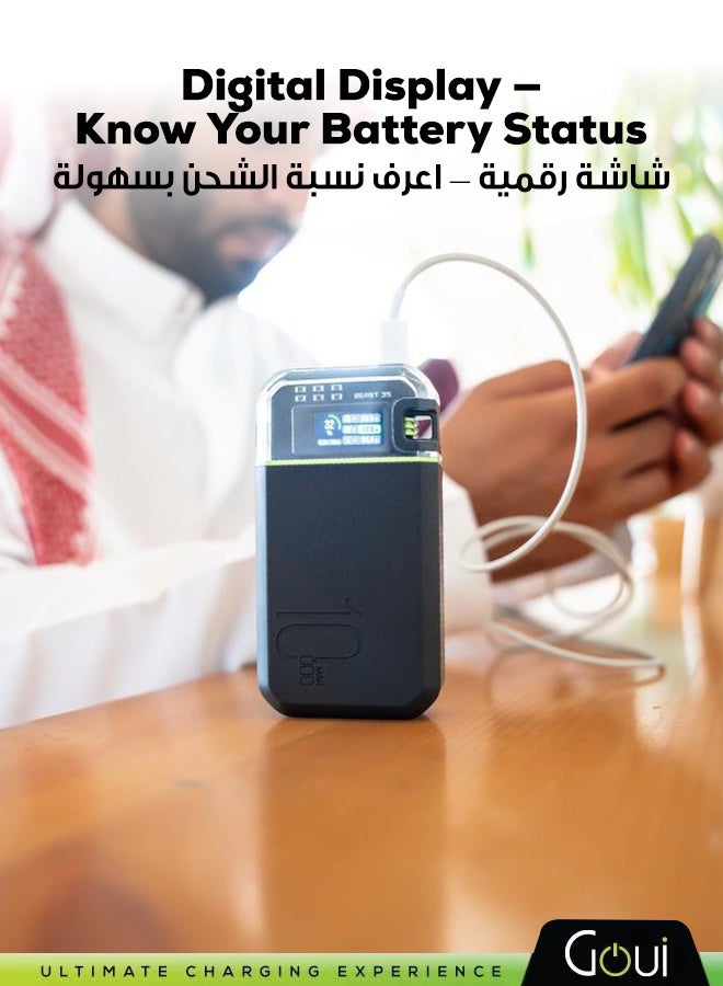 Goui 10000mAh Beast Power Bank - 35W Portable Charger with Simultaneous Charging Function, Fast Charging for iPhones, Samsung, Galaxy, iPad Pro, AirPods, Huawei, Tablets, GPS Devices, Bluetooth Devices, MP3/MP4 Players, and More - Compact and Convenient Design for Instant Power Anywhere Black - Image 5
