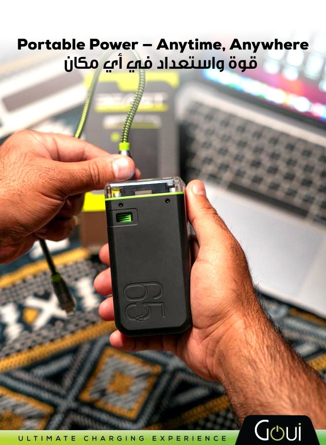 Goui 20000mAh Beast Power Bank - 65W Portable Charger with Simultaneous Charging Function, Fast Charging for iPhones, Samsung, Galaxy, iPad Pro, AirPods, Huawei, Tablets, GPS Devices, Bluetooth Devices, MP3/MP4 Players, and More - Compact and Convenient Design for Instant Power Anywhere Black - Image 4